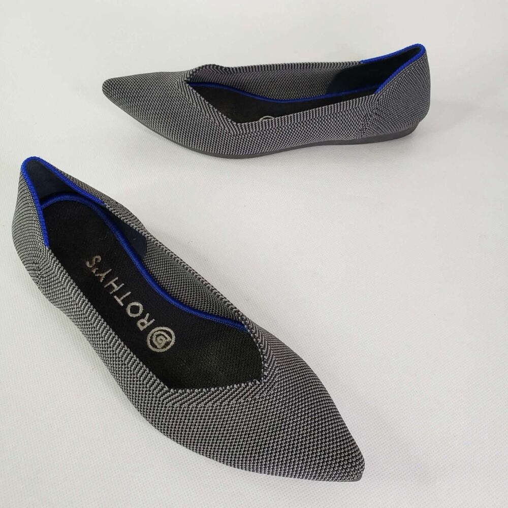 Rothy's Pointed Toe Flats in Black & White